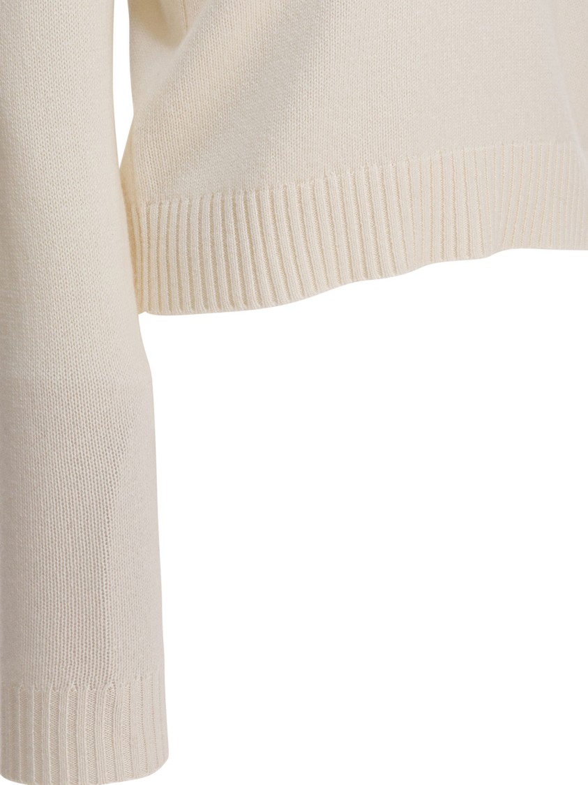 Lisa Yang Beige Knitted Cashmere Sweater In White