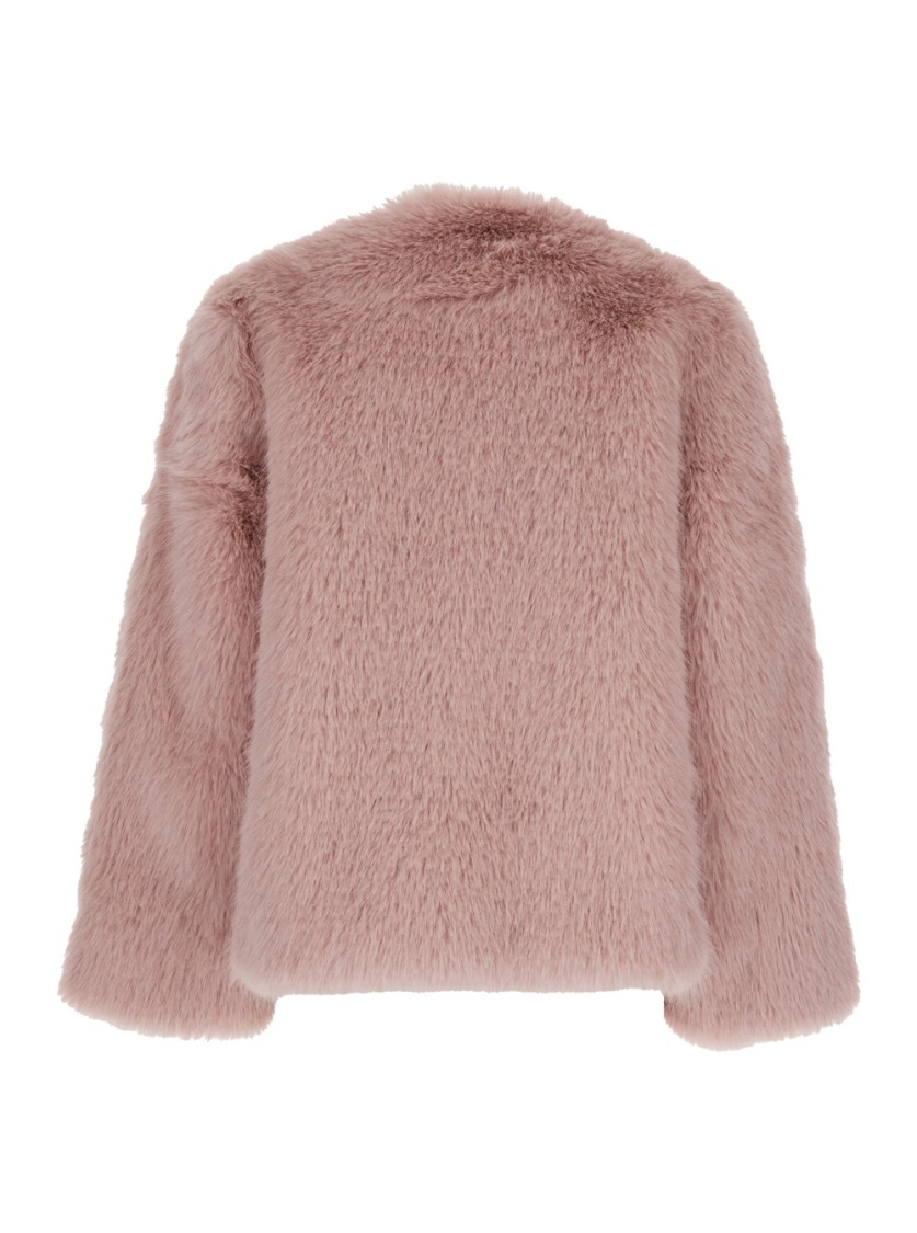 Plain Fake Fox Fur Jacket In Pink