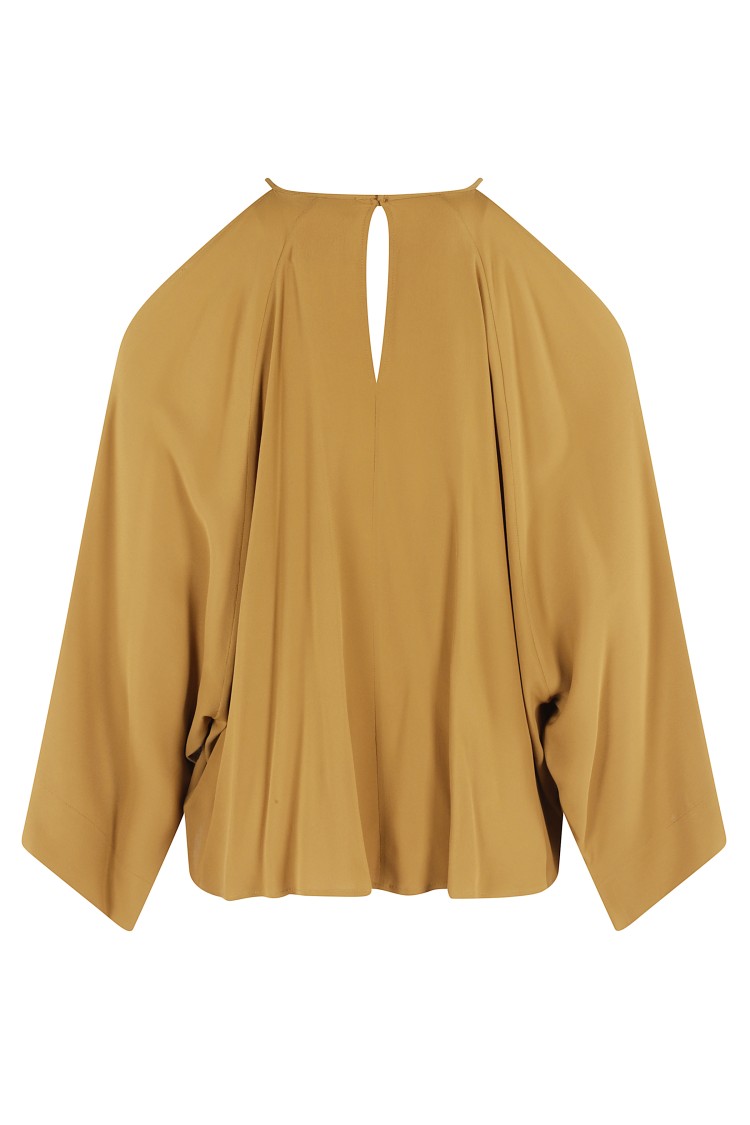 SEMICOUTURE SEMI COUTURE CREPE DE CHINE BLOUSE WITH SHOULDER CUT-OUTS