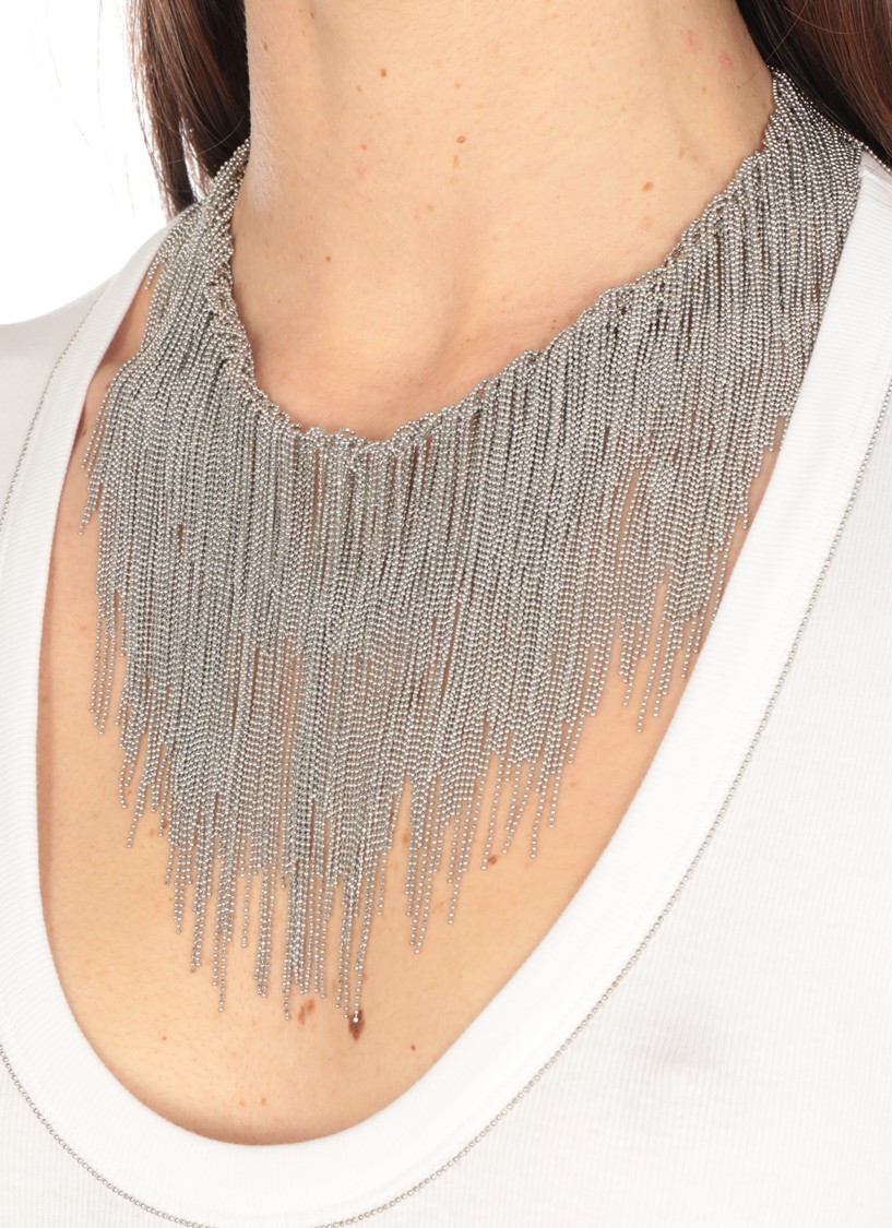 Fabiana Filippi Necklace With Fringes In Metallic