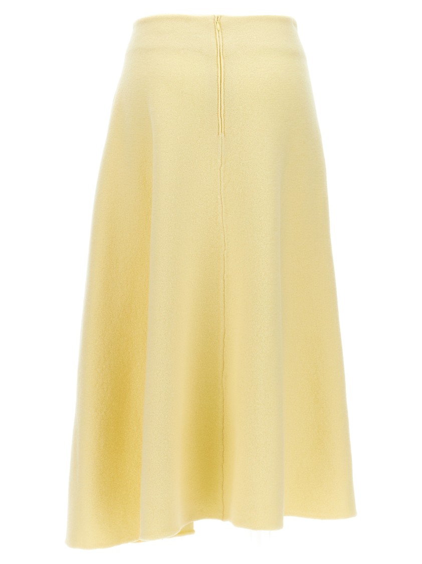 Jil Sander Flared Wool Skirt With Discreet Zipper Closure In Yellow