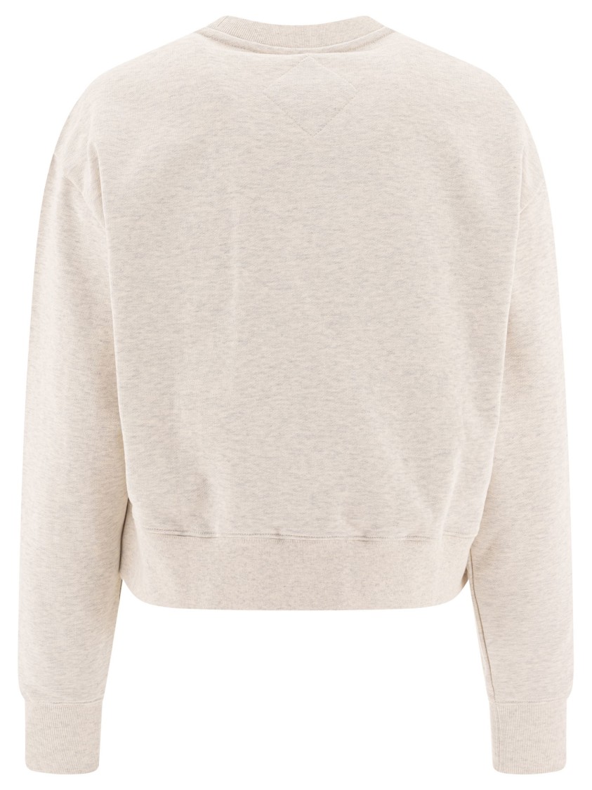 Mcm Cropped Cotton Sweatshirt With Embroidered Detail In Neutral