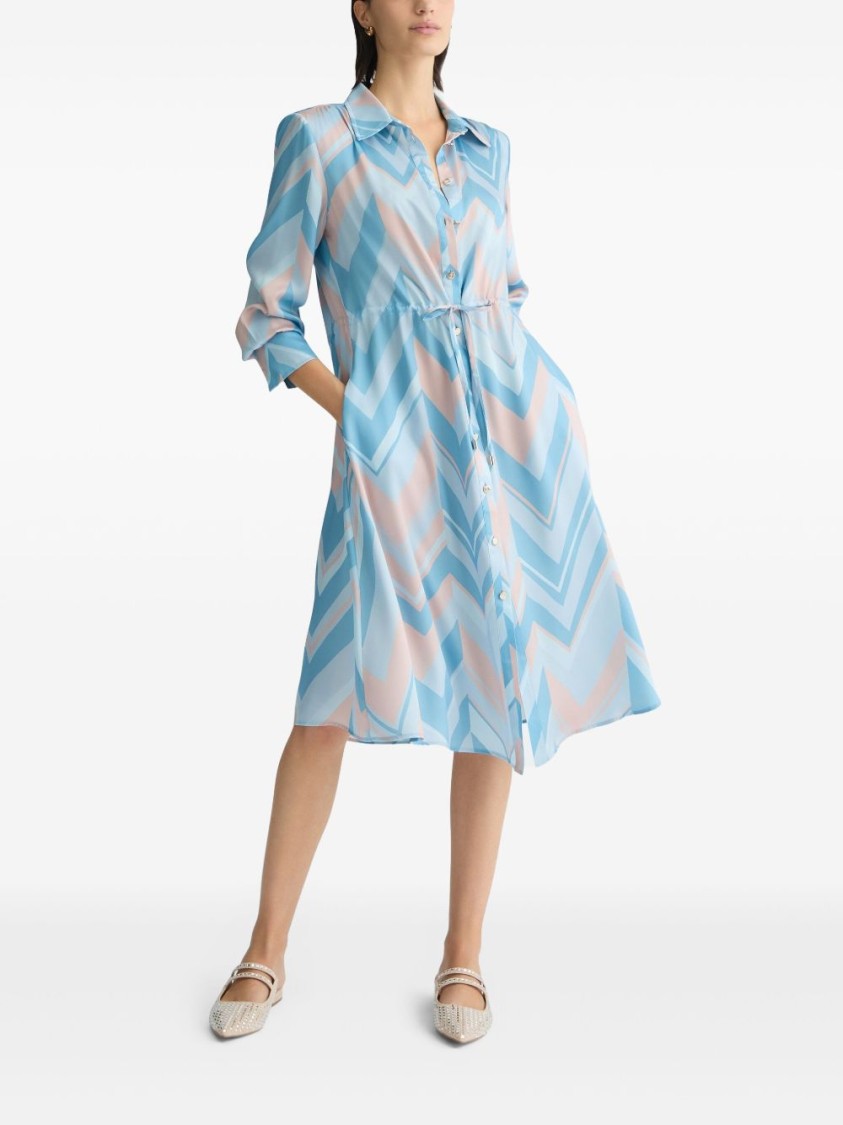 Liu •jo Liu Jo Chevron Pattern Midi Dress With Cinched Waist