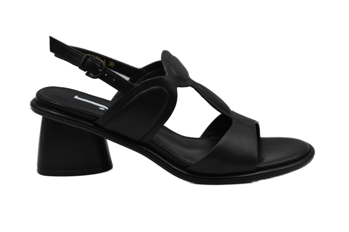 Jeannot Black Low-heeled Sandals With T-strap Design In Black