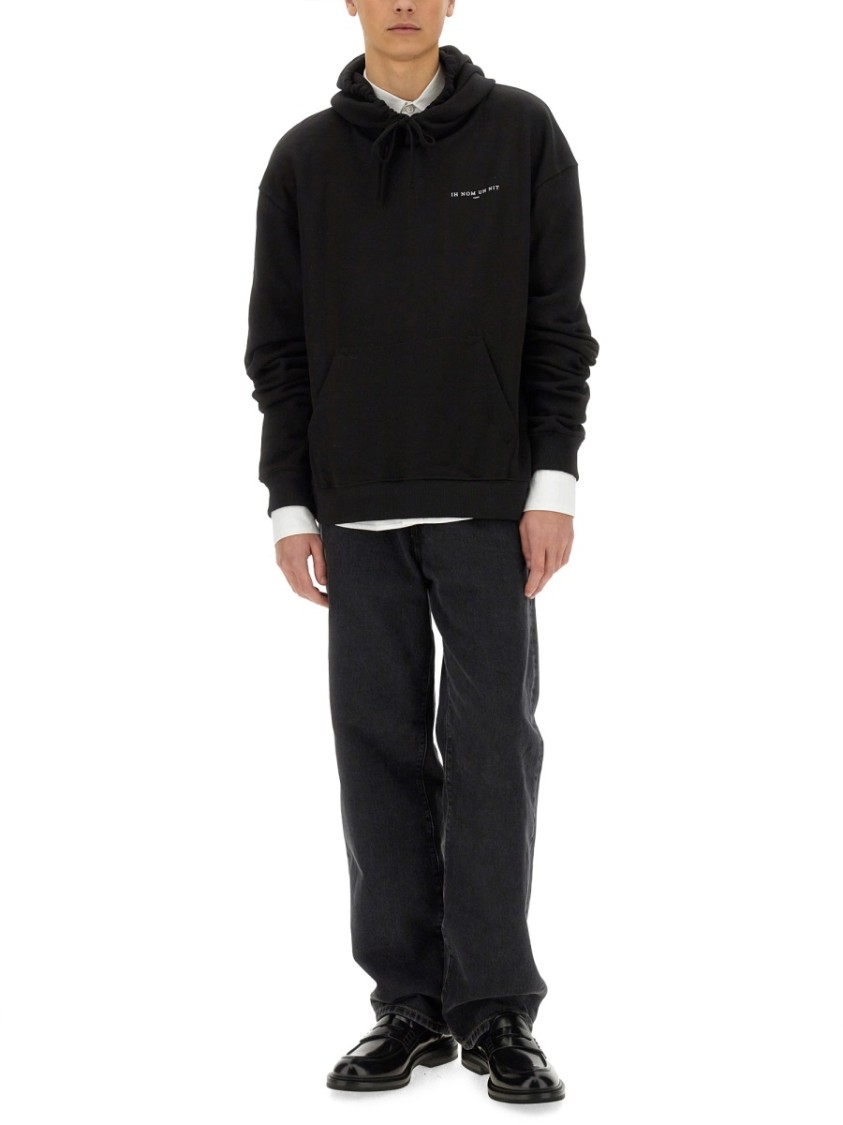 Ih Nom Uh Nit Relaxed Fit Black Hoodie With Graphic Design In Black