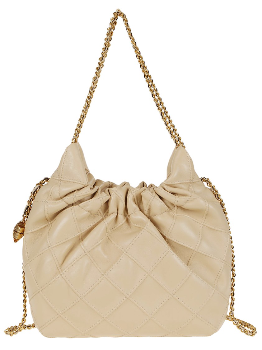 Tory Burch Quilted Lamb Leather Shoulder Bag In Neutral