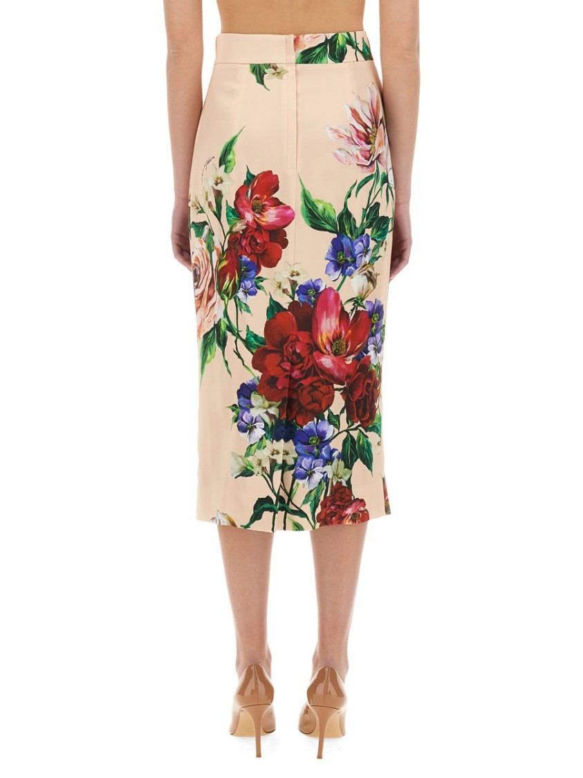 Dolce & Gabbana Printed Stretch Satin Skirt
