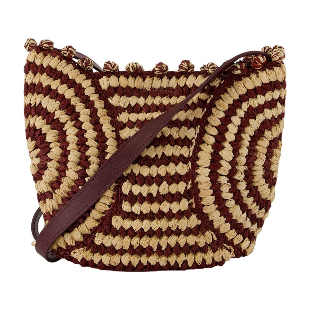 Vanessa Bruno Panier Pm Crossbody - Raphia - Burgundy