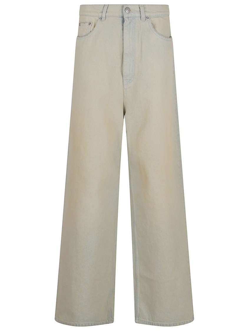 Shop Stella Mccartney Sand Overdyed Wide Leg Jeans