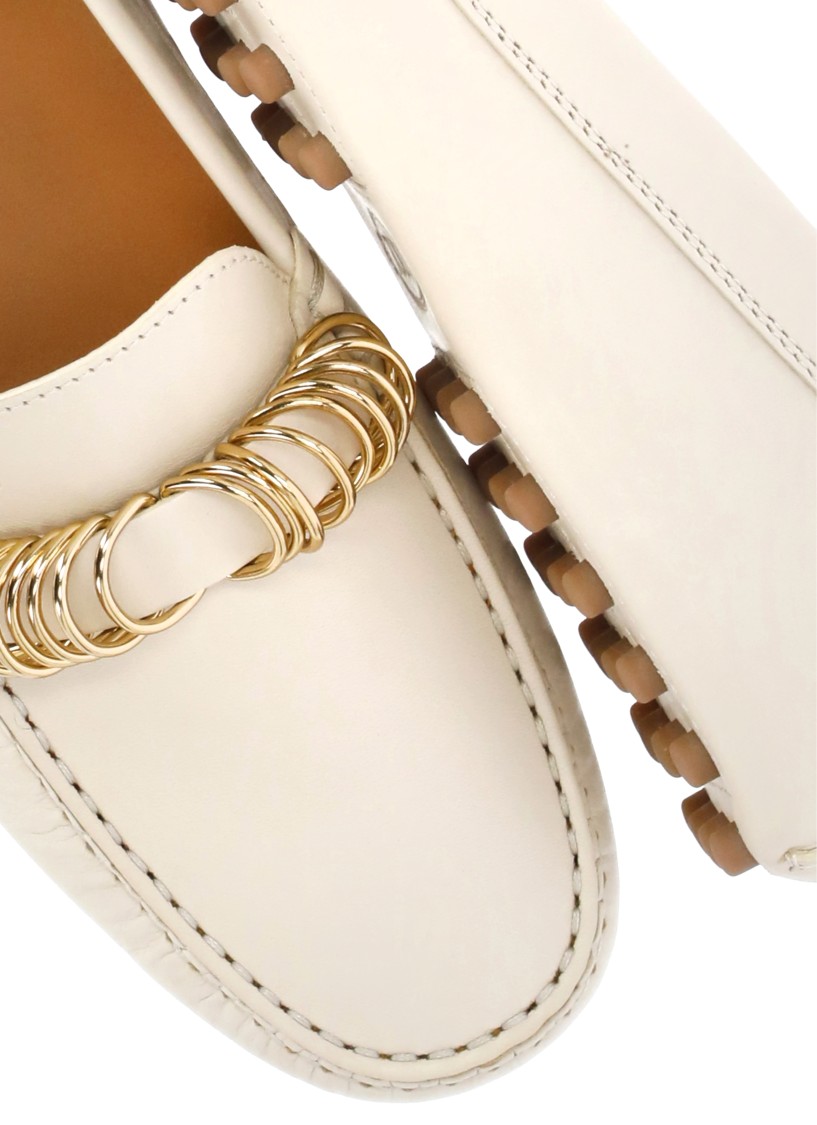 Tod's Ivory Leather Loafers In Neutrals