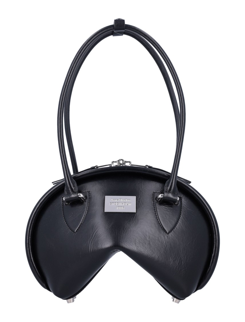 Acne Studios Small Bowlina Leather Shoulder Bag In Black
