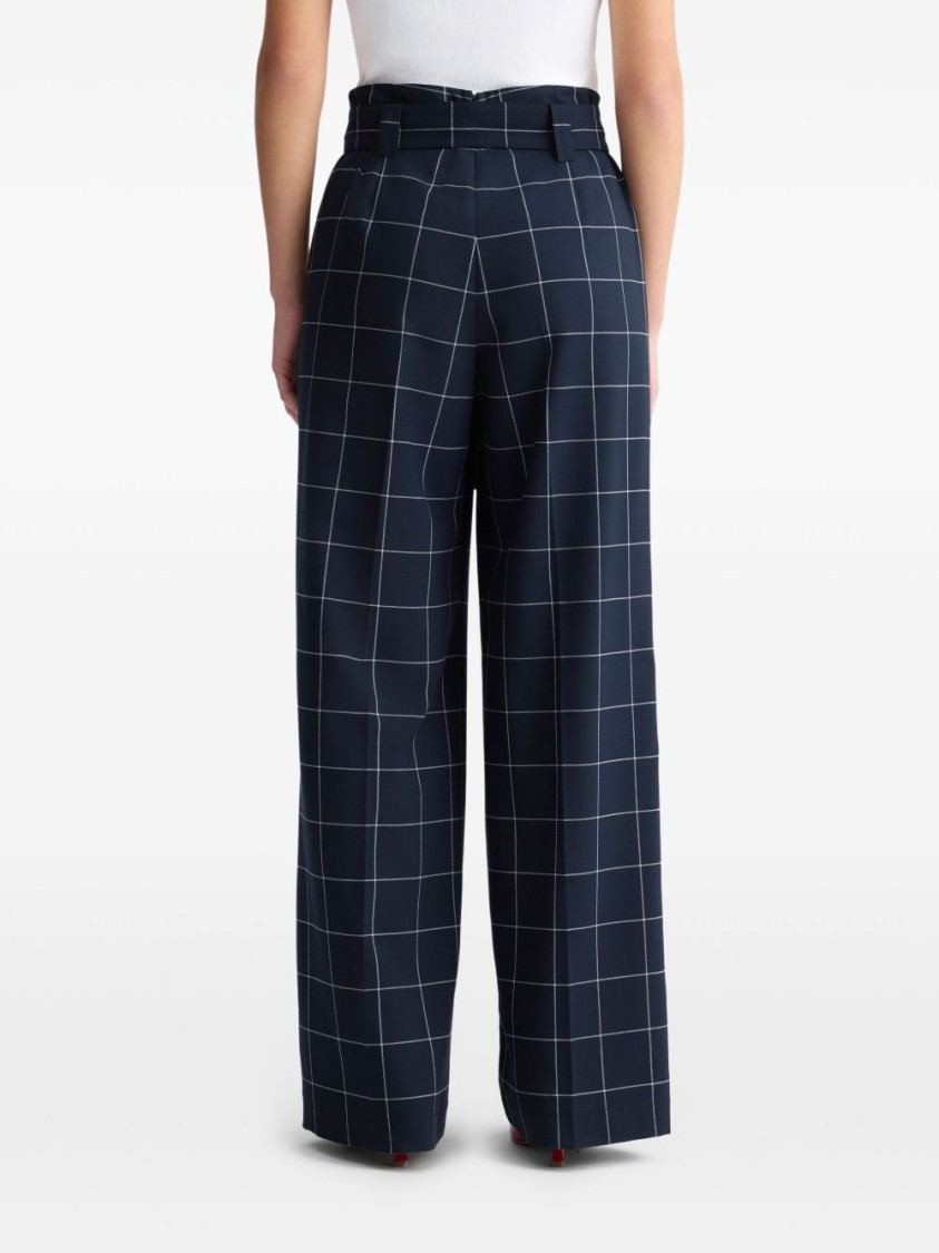 Shop Liu •jo Liu Jo High-waisted Blue And White Check Trousers