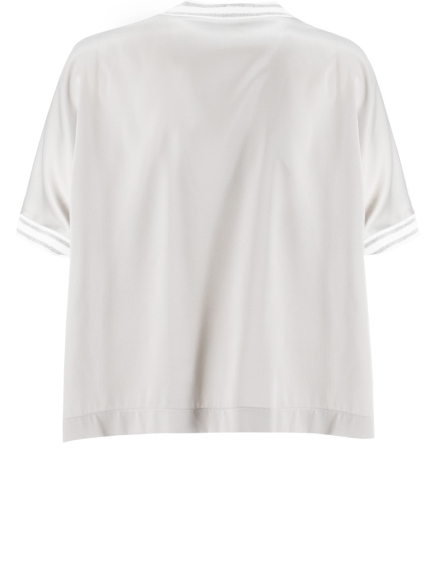 Panicale Silk Sweater With Contrast Edges In Neutrals