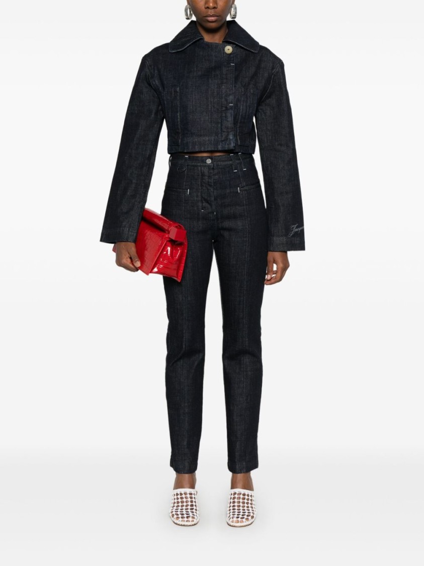 Jacquemus Straight Jeans In Dark Blue Denim