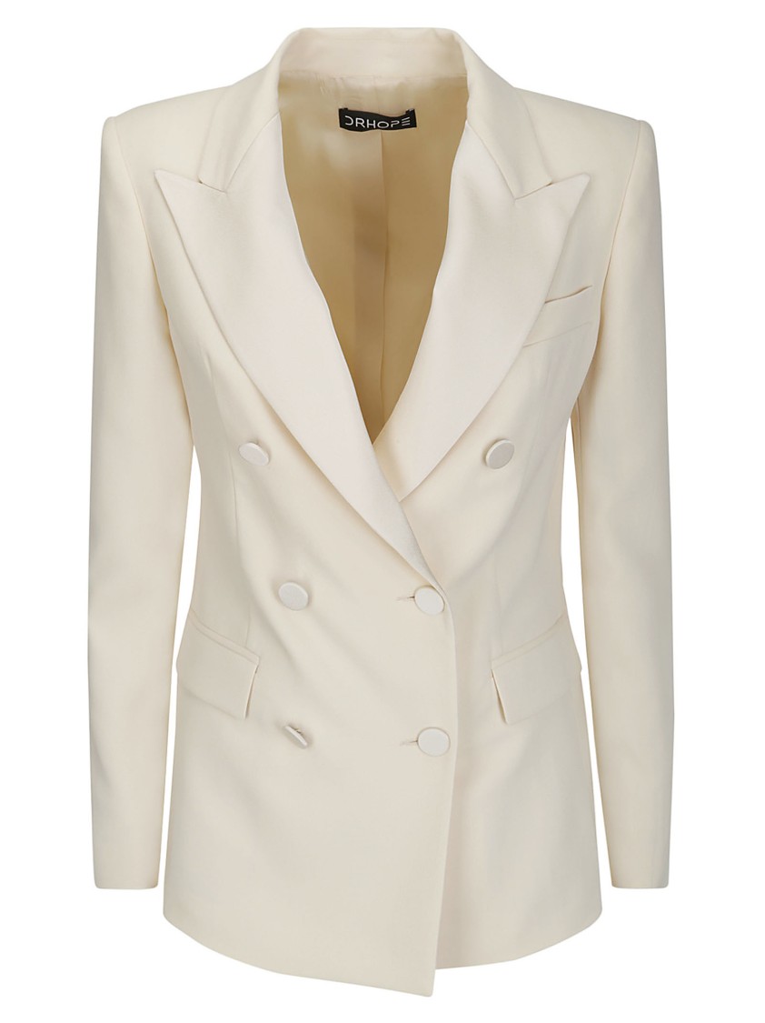 Shop Drhope Polished Double Breasted Jacket In Neutrals