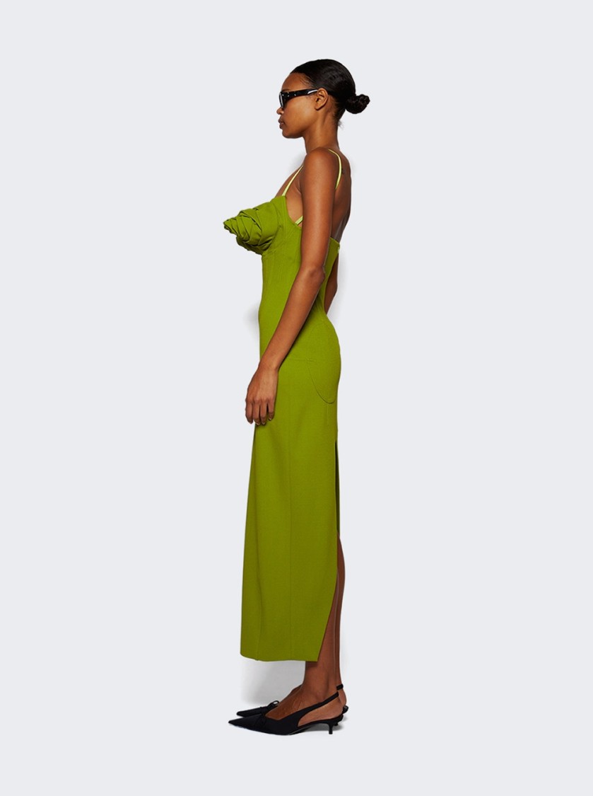 Shop Jean Paul Gaultier Conical Bra Cup Dress Acid Green