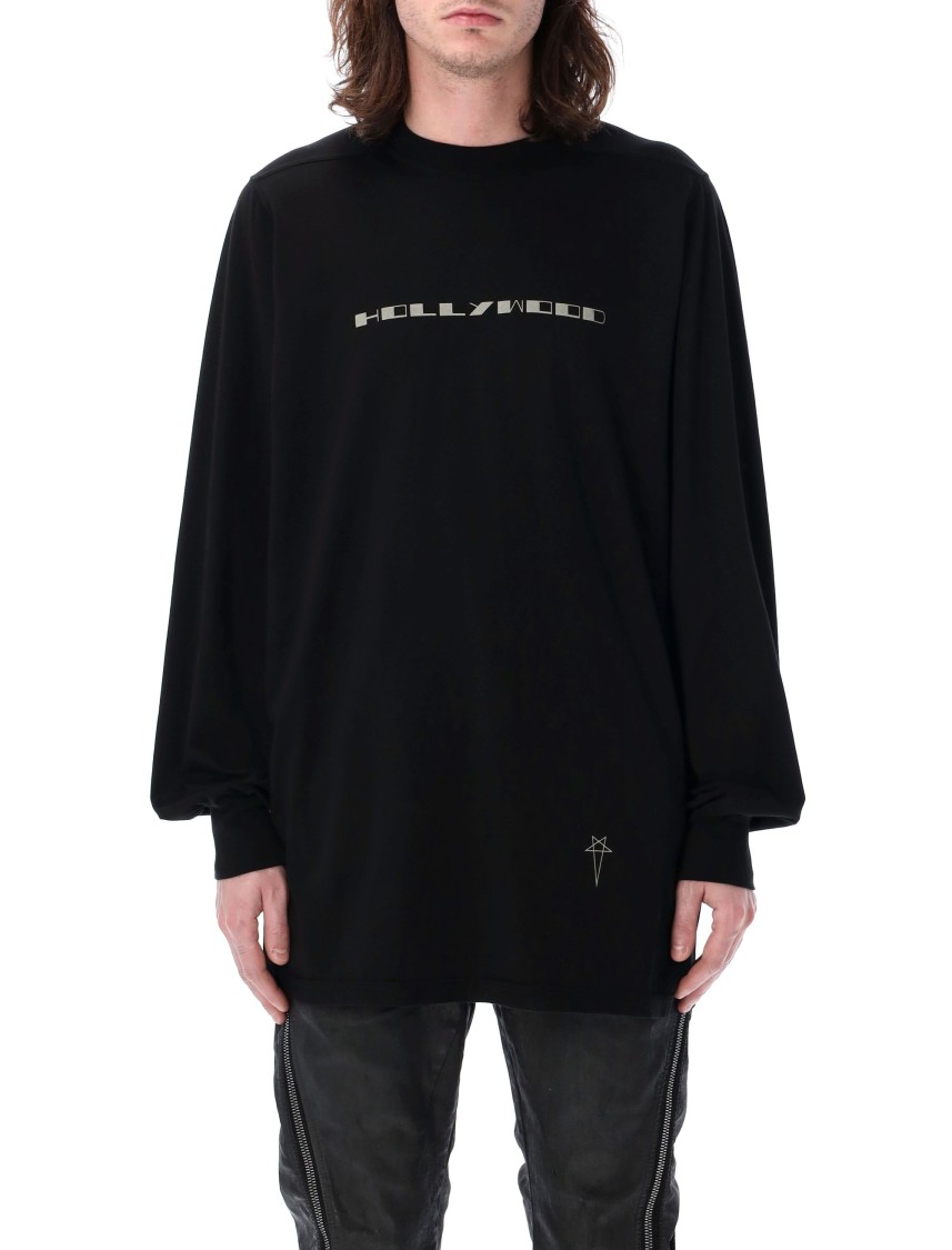 Rick Owens Drkshdw Oversized Long-sleeve Tee With Black Pearl Print In Black