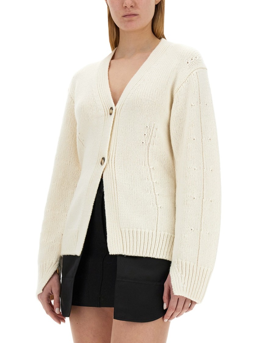 Helmut Lang Tailored Cardigan With Deep V-neckline In Neutrals