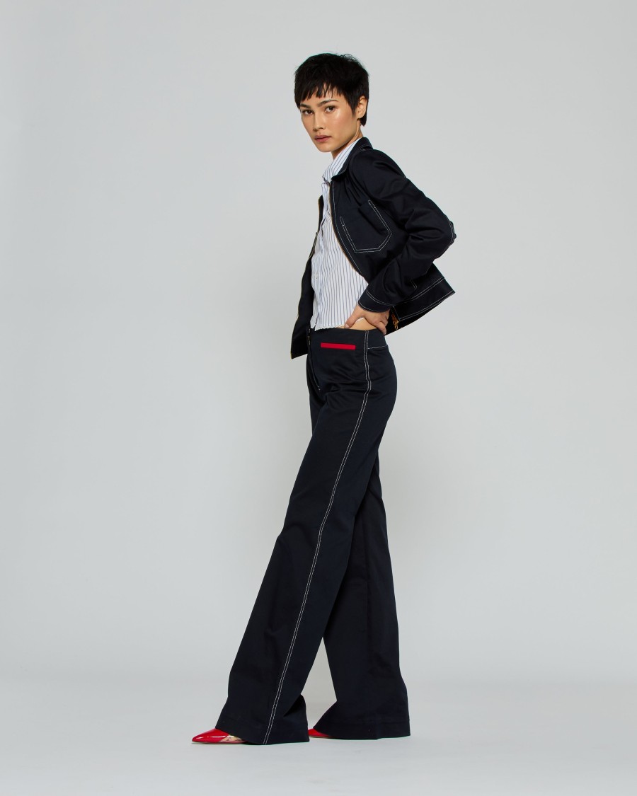 Serena Bute Flare Trouser With Contrast Pockets - Dark Navy