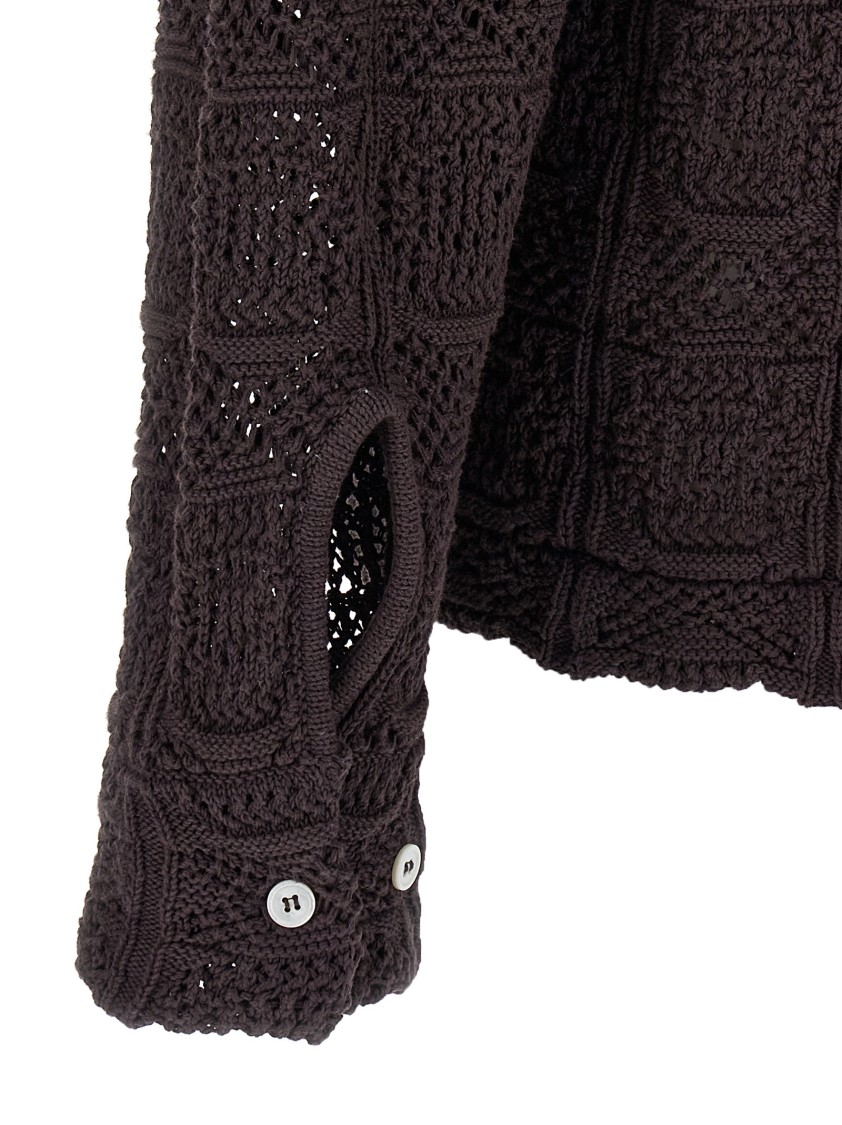 Séfr Myles Brown Knitted Cotton Shirt In Black