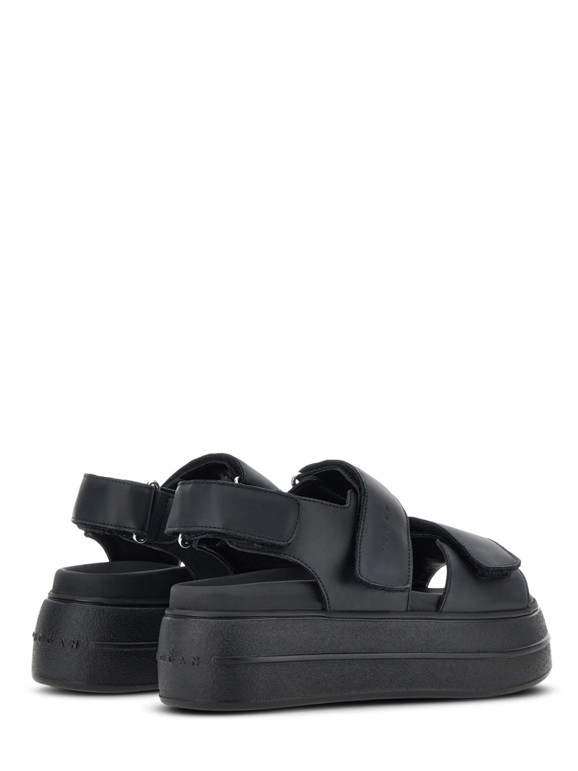 Hogan Chunky Platform Sandals With Adjustable Straps In Black