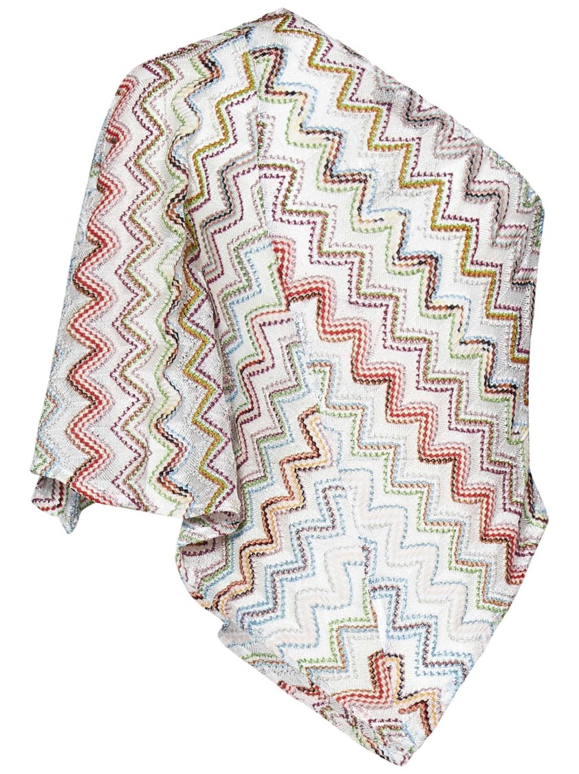MISSONI MISSONI MULTICOLOR ZIGZAG ONE-SHOULDER TOP WITH WIDE SLEEVES