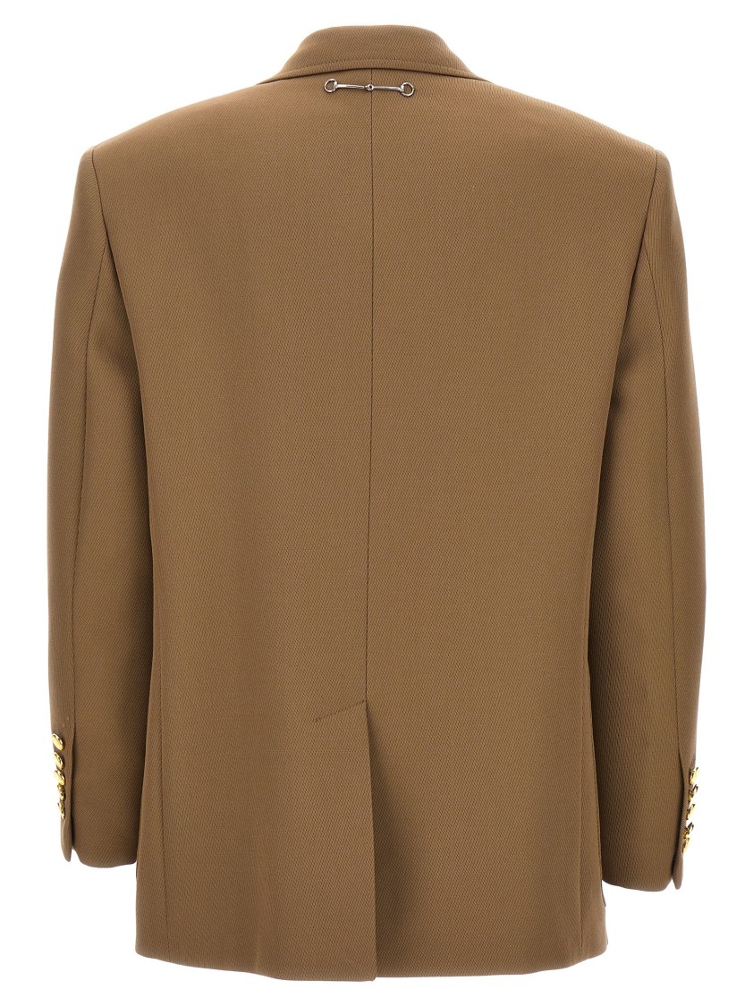 Gucci Oversized Wool Blazer With Back Clamp Detail In Brown