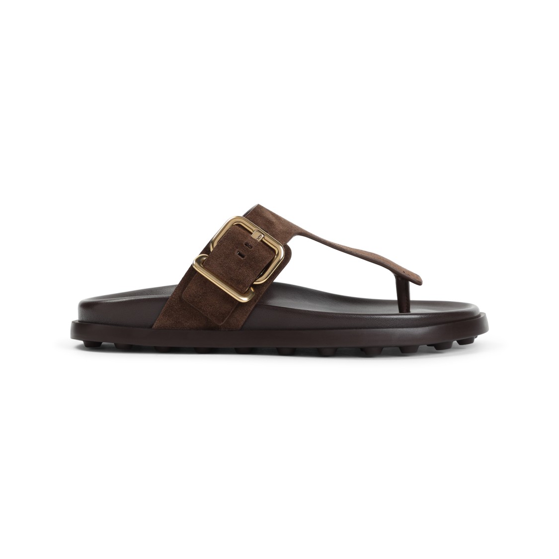 Tod's Buckle Detail Flat Sole Open Toe Slide In Brown