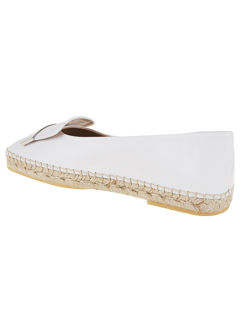 SERGIO ROSSI SERGIO ROSSI LEATHER ESPADRILLES WITH SQUARE TOE AND METALLIC DETAILING