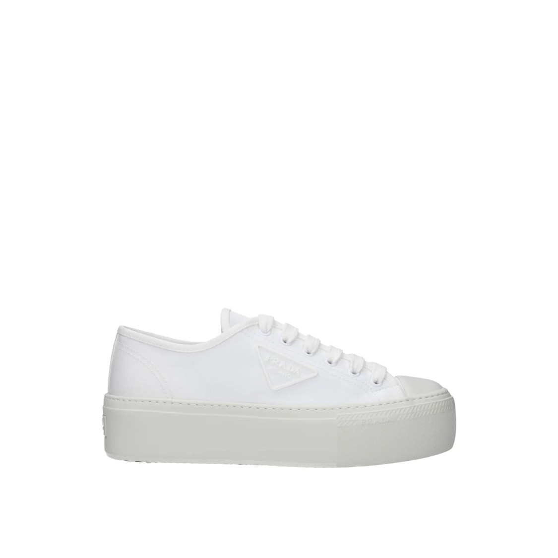 Prada Cotton Sneakers With Leather Insole In White
