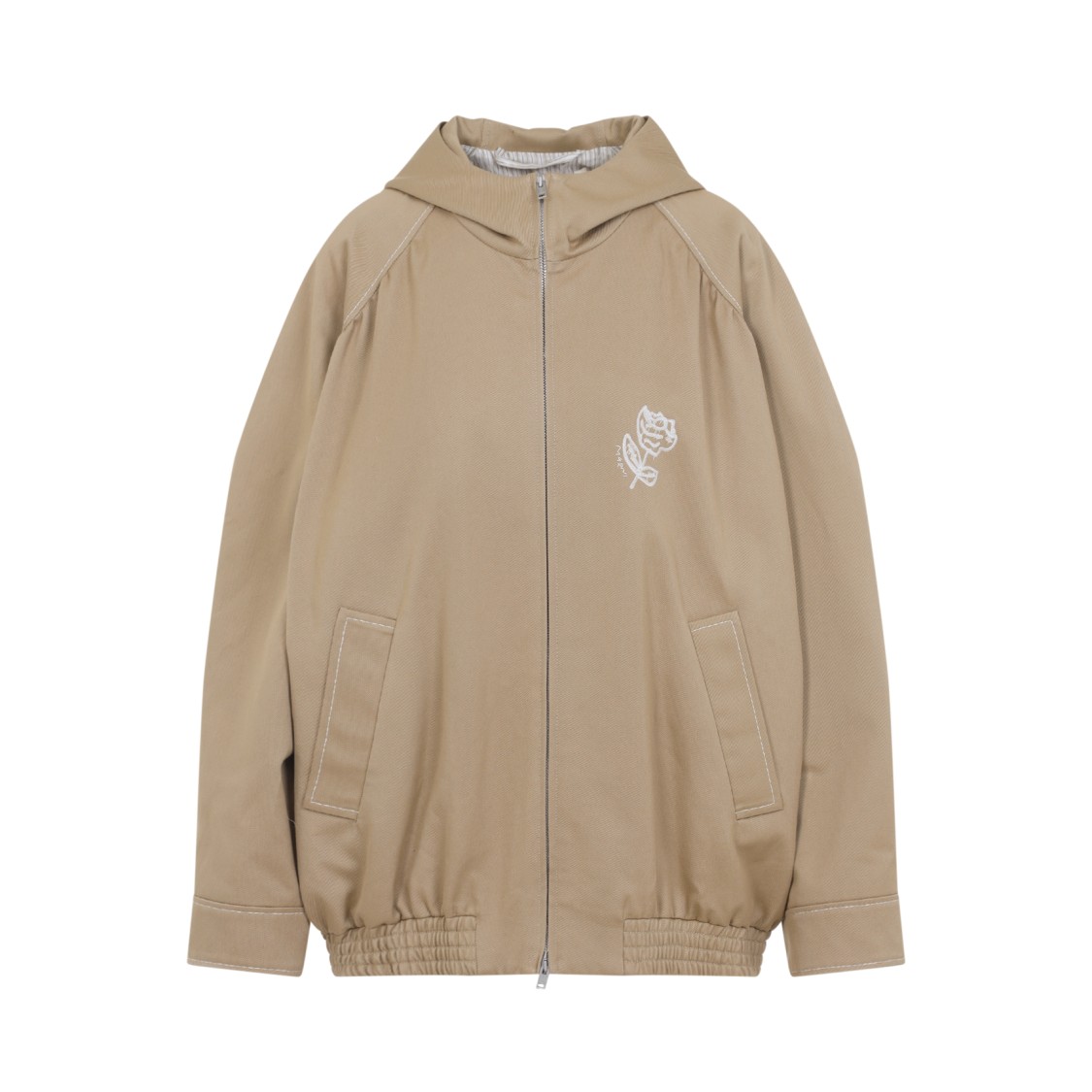 Marni Relaxed-fit Hooded Jacket With Embroidered Detail In Pink