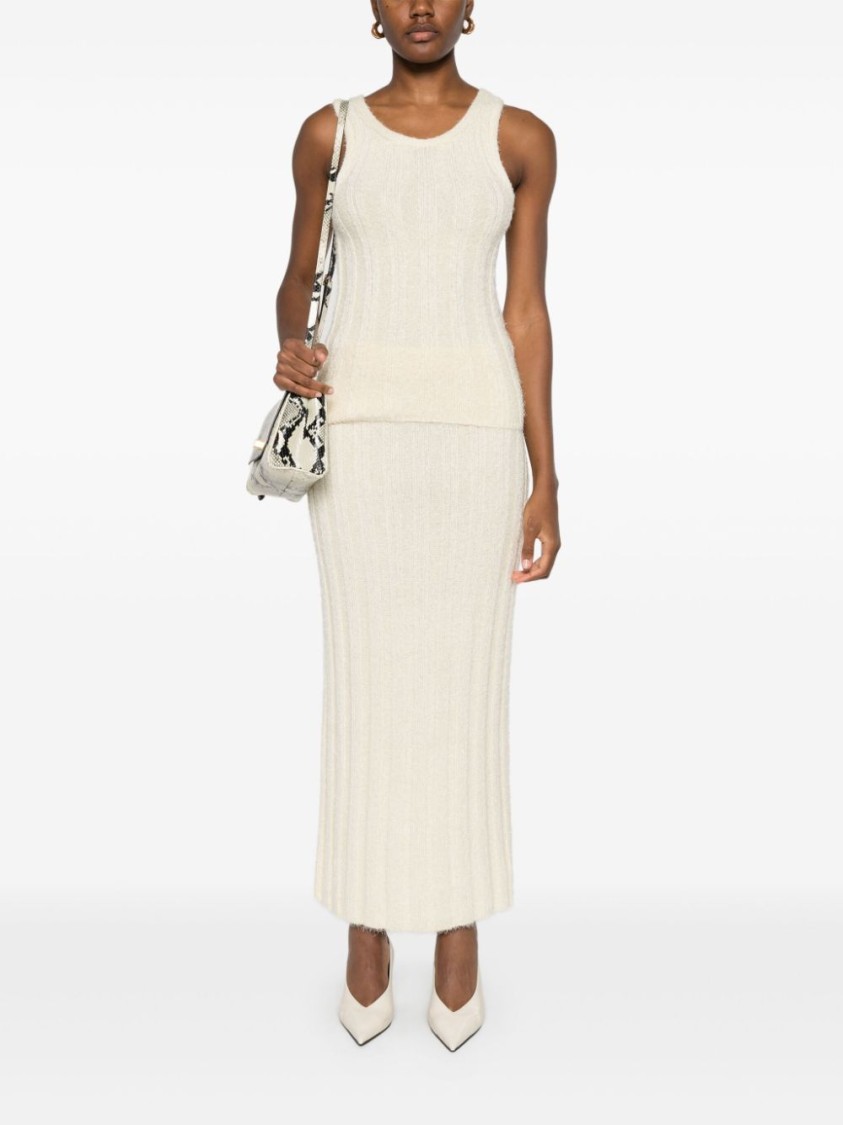 Khaite Ribbed Silk-cashmere Top With Scoop Neckline In Neutral