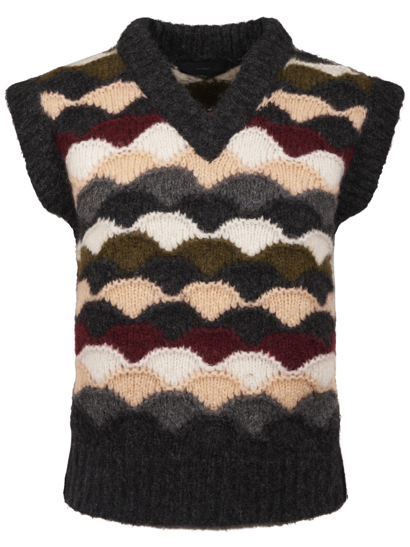 Alanui Shattered Stripes Knit Vest In Black