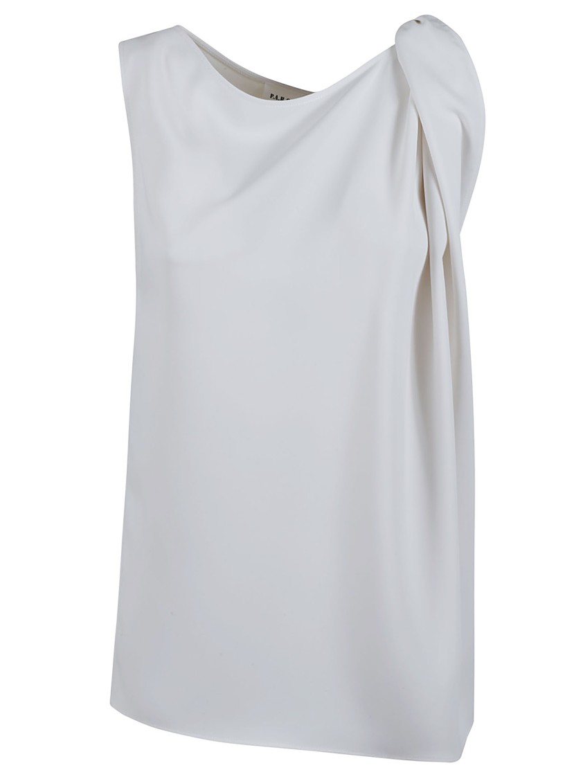 P.a.r.o.s.h . Draped White Top With Unique Knot Detail In White