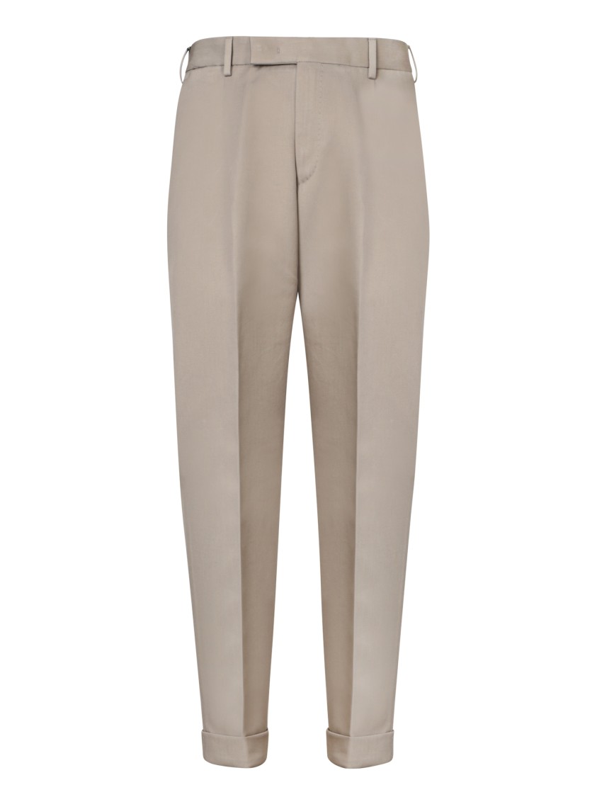 Pt Torino Beige Trousers With Front Pleat In Neutral
