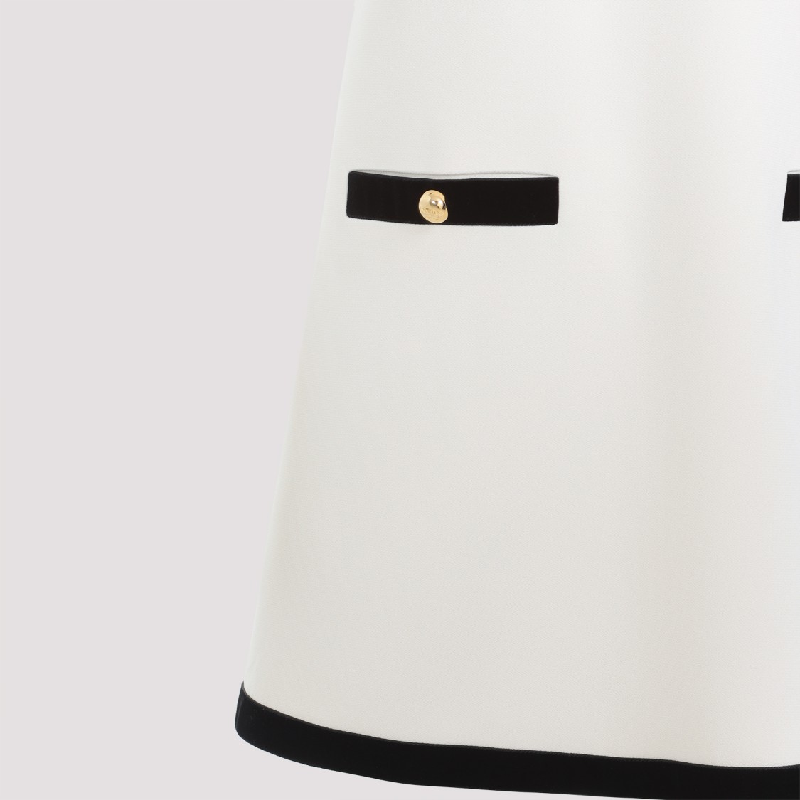 Shop Prada White Dress With Contrasting Black Trim