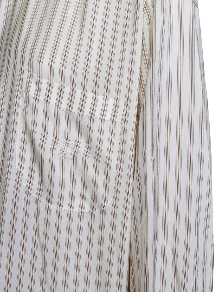 Shop Etro Beige/white Stripes Oversized Silk Shirt