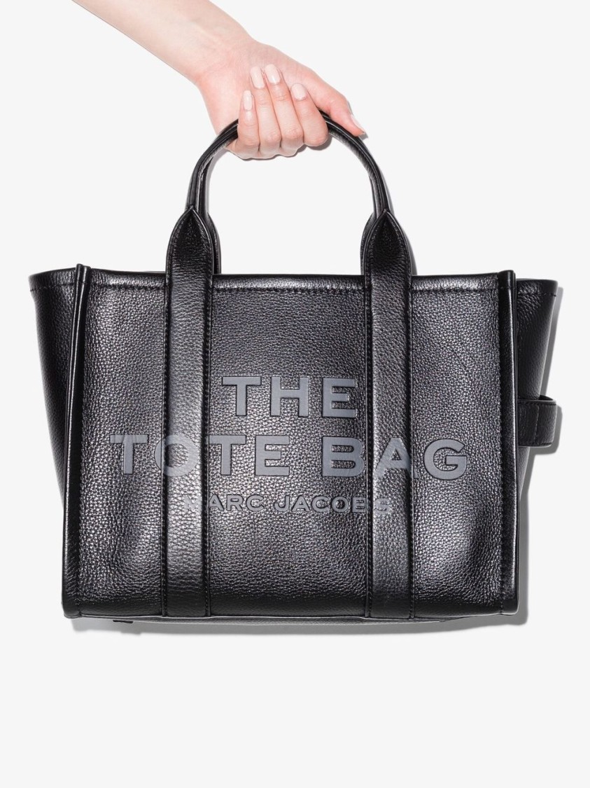 Marc Jacobs Structured Black Leather Handbag With Rounded Top Handles In Black