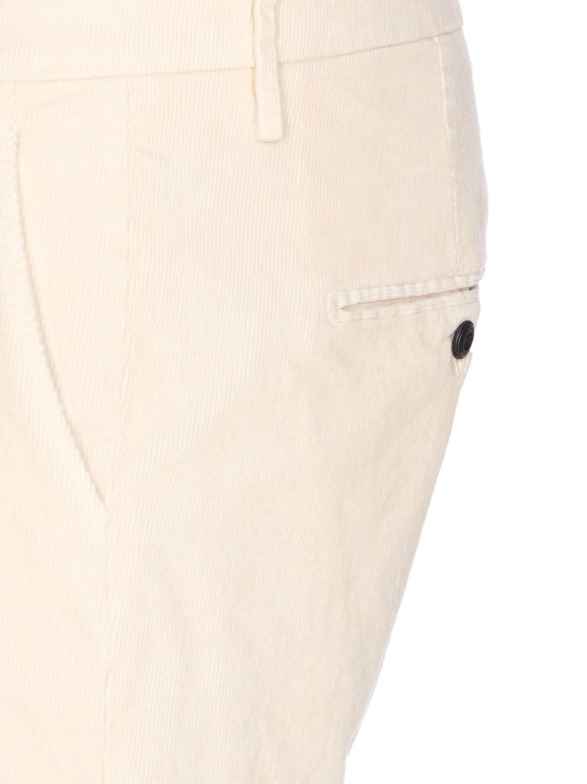 Dondup Tailored Fit Off-white Corduroy Jeans With Button Fly In Pink