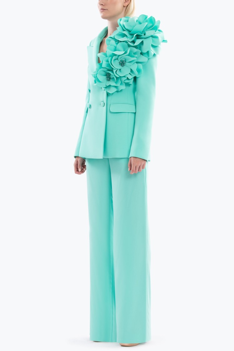 Saiid Kobeisy Floral Tailored Jacket In Green