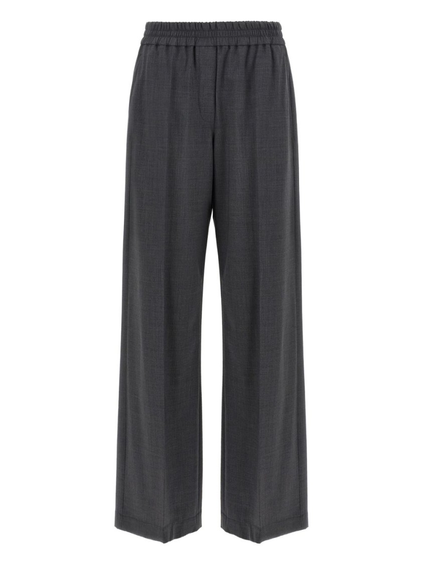 Brunello Cucinelli Relaxed Wide-leg Trousers With Textured Finish In Black