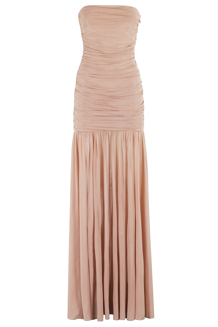 Retroféte Retrofete Adele Draped Tulle Evening Gown In Neutrals
