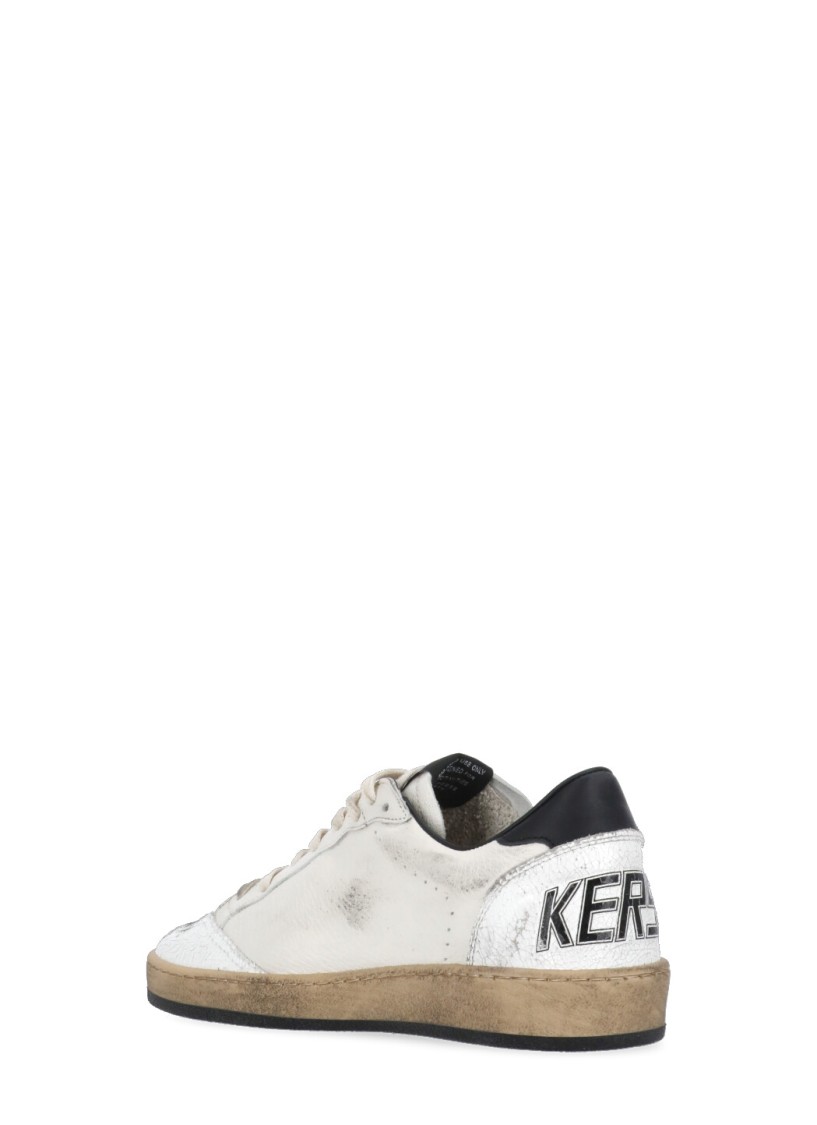 Golden Goose Women's Ball Star Sneakers In White Nappa Leather With Black Leather Star And Heel Tab In White