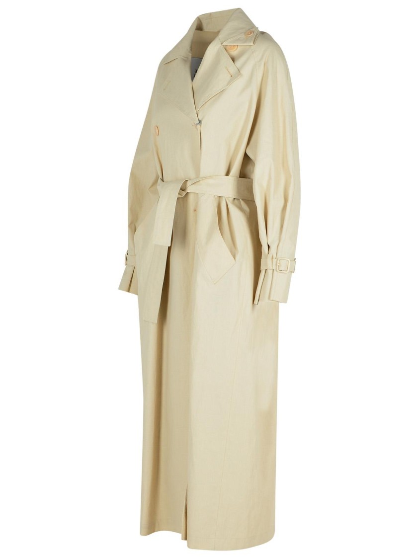 Max Mara Double-breasted Ivory Trench Coat With Belted Waist