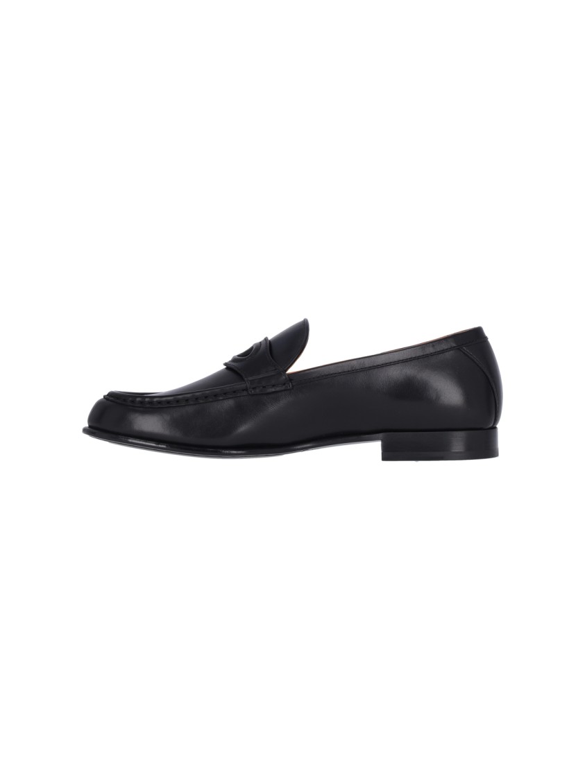 Valentino Vlogo Signature Leather Loafers In Black