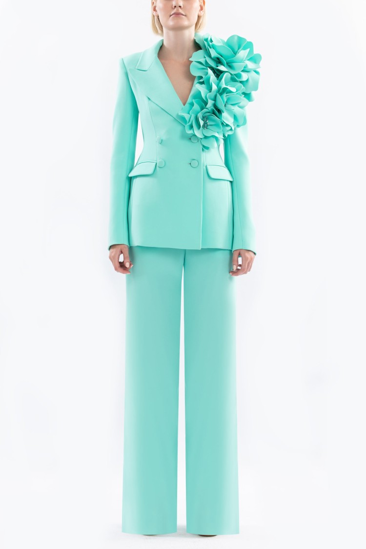Saiid Kobeisy Floral Tailored Jacket In Green
