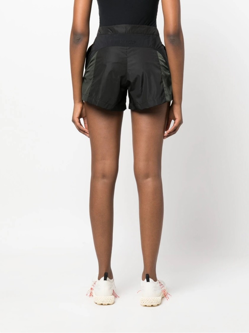 Shop Moncler Contemporary Black Bermuda Shorts With Textured Panels