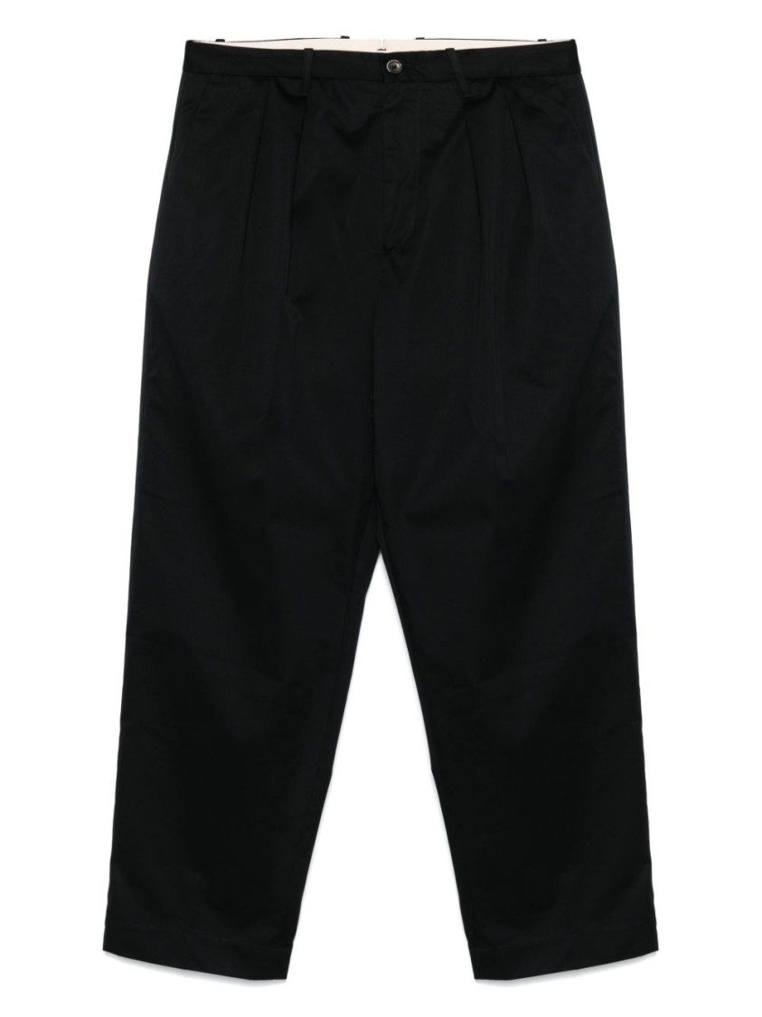 Nine In The Morning Relaxed-fit Black Trousers With Pleated Front Design In Black