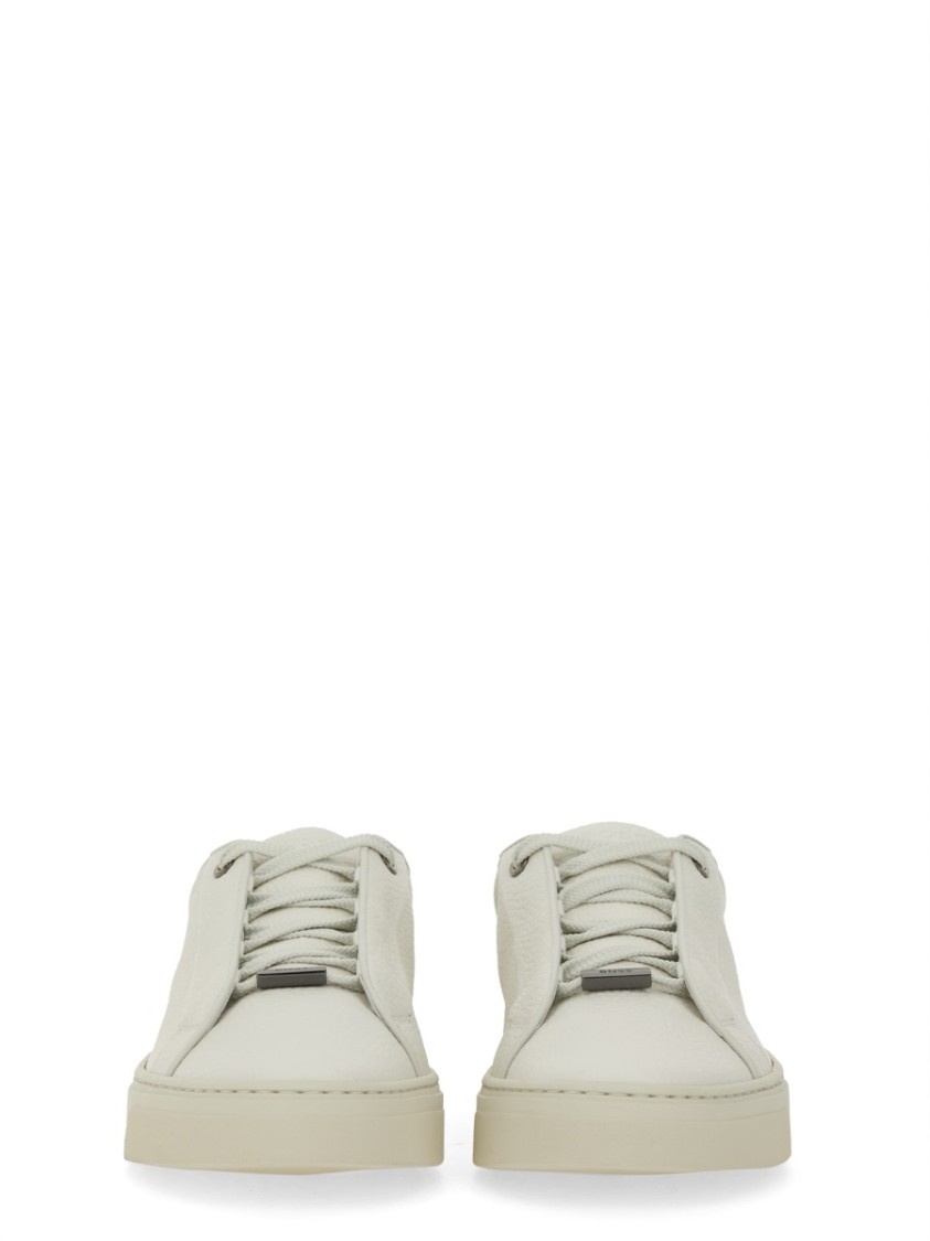 Hugo Boss Gary Tenn Mens Leather Low-top Trainers With Branded Lace Loop Nos In White