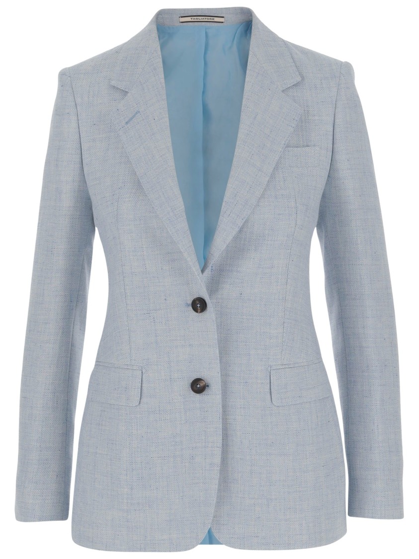 Shop Tagliatore Linen Blend Single-breasted Jacket In Grey